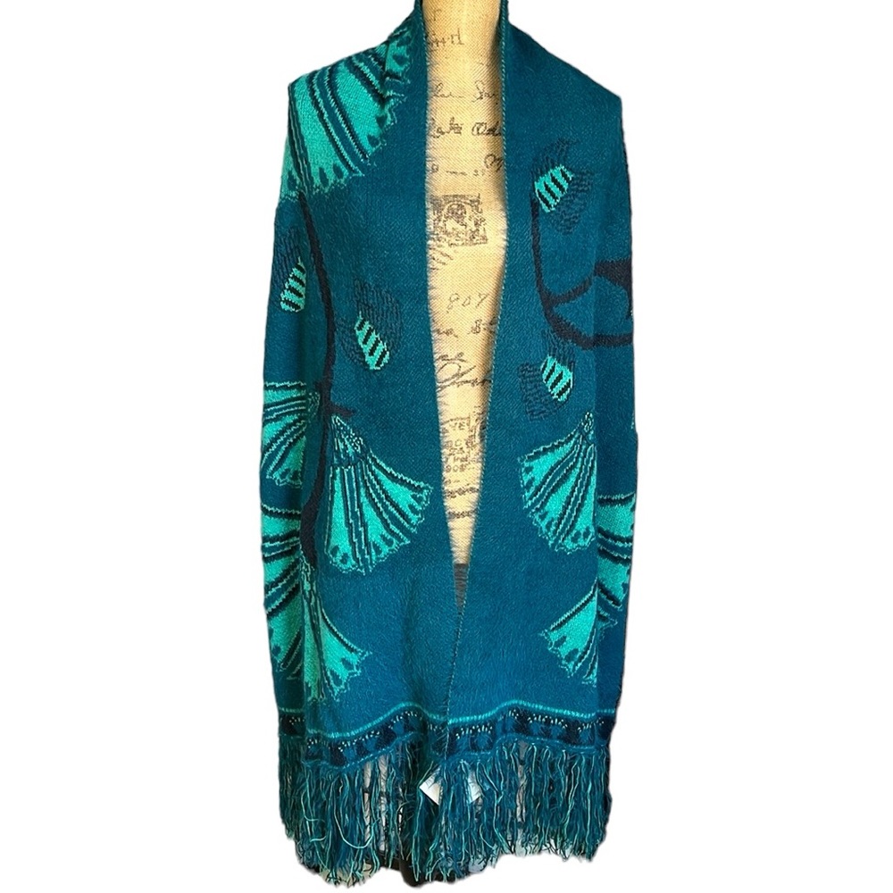 Echo Large Wrap Shawl Scarf Teal Floral